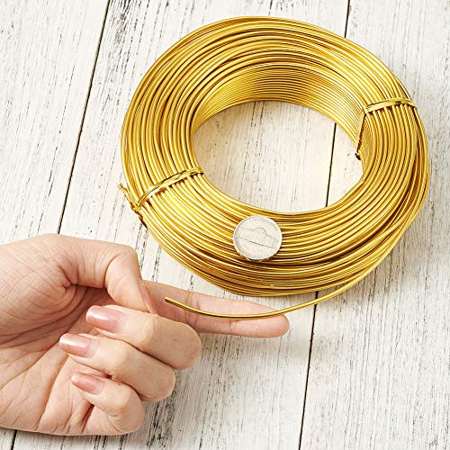 Fashewelry 459 Feet 17 Gauge Aluminum Wire Gold Bendable Metal Craft Wire for Beading Jewelry Craft Making (1.2mm) - color: Round-17 Guage-Gold