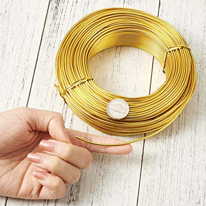 Fashewelry 459 Feet 17 Gauge Aluminum Wire Gold Bendable Metal Craft Wire for Beading Jewelry Craft Making (1.2mm) - color: Round-17 Guage-Gold