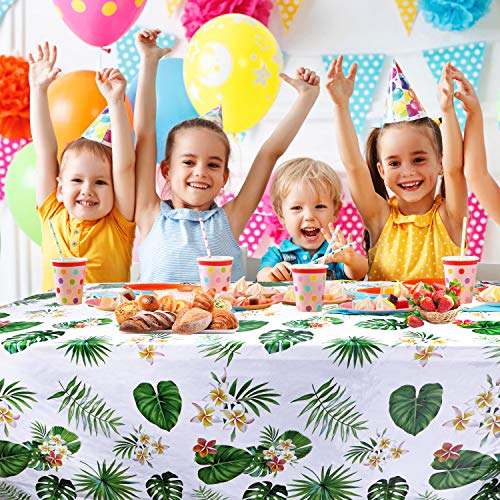 2 Pack Hawaiian Luau Tablecloths for Party Decoration, Hawaii Disposable Plastic Rectangular Table Covers, Aloha Tropical Palm Leaves Table Cloth, Summer Beach Kids Birthday Cocktail Party Supplies