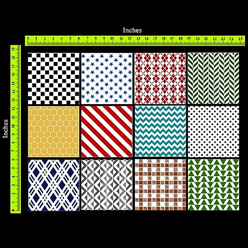 CrafTreat Geometric Stencil Reusable Set for Painting on Wood, Wall, Furniture, Floor, Tile, Canvas & Fabric – 12 Piece DIY Craft Paint Wall Stencils 6x6 Inches