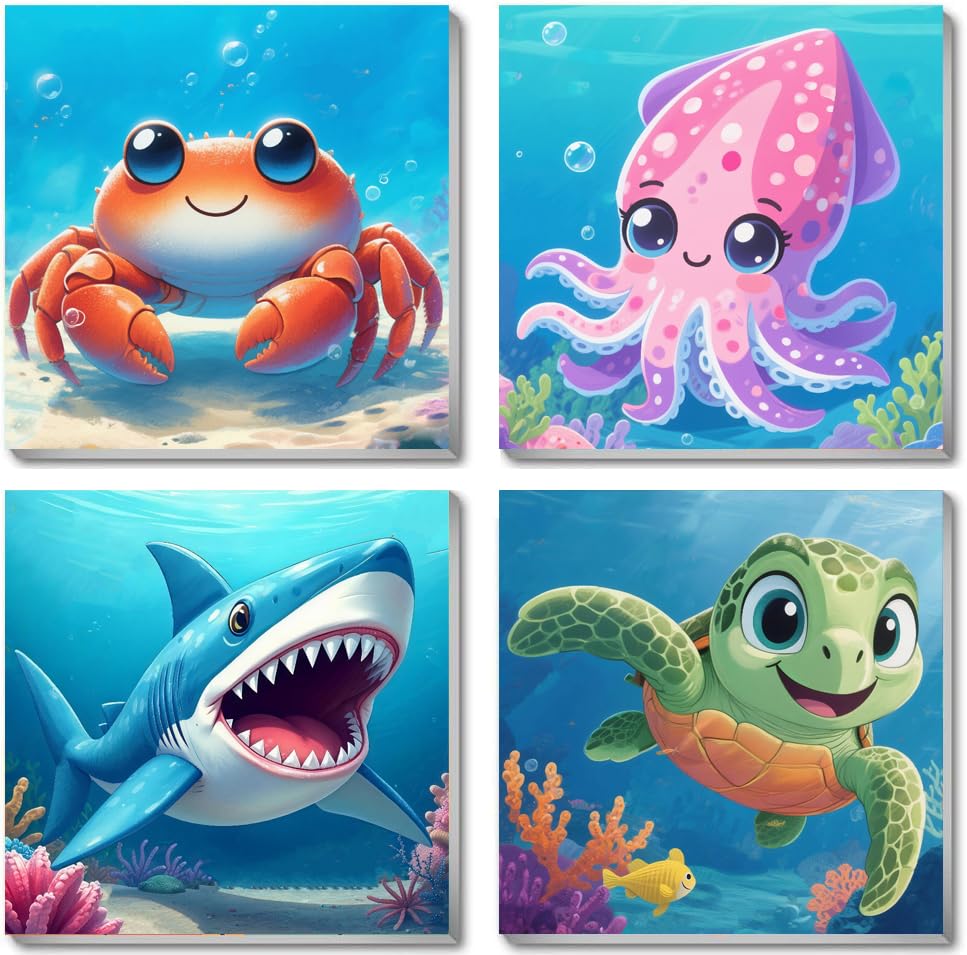 Mrnsiet 4 Pack Framed Paint by Numbers Kit for Kids, Cute Animals Paint by Numbers for Kids Ages 8-12, DIY Acrylic Oil Painting Drawing Kit for Children Beginner 8x8 Inch - color: BKH2421+BKH2422+BKH2423+BKH2424-US