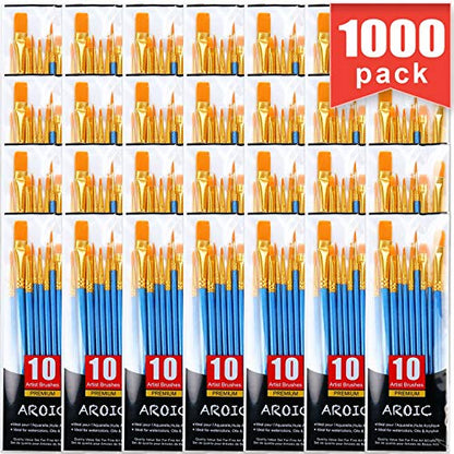 Acrylic Paint Brush Set, 100 Packs / 1000 pcs Nylon Hair Brushes for All Purpose Oil Watercolor Painting Artist Professional Kits - size: 1000pcs-blue