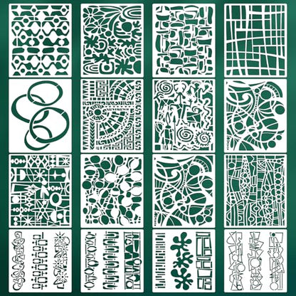 Geometric Texture Stencils for Crafts Reusable 16Pcs Stencils(10X8 Inch) - color: Texture 1