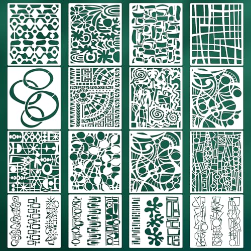 Geometric Texture Stencils for Crafts Reusable 16Pcs Stencils(10X8 Inch) - color: Texture 1
