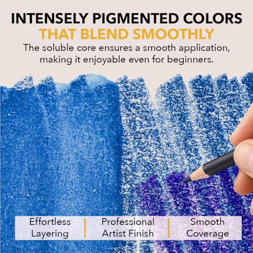 Castle Art Supplies 72 Watercolor Pencils for Adults - With Tin Case | Vibrant pigments for blending, drawing, and painting - professional-grade quality - beautifully presented in a tin case