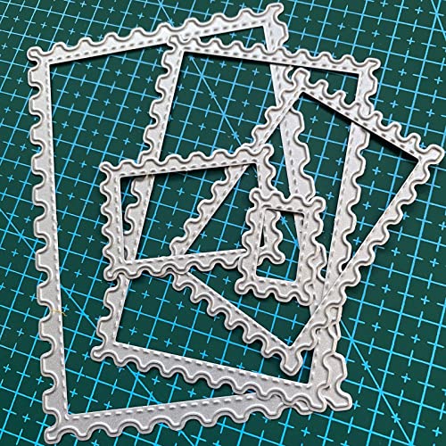 Cutting Dies Stencil Flower Round Square Rectangle Oval Ellipse Nested Stitched Frame Metal Mould for DIY Scrapbook Album Paper Card - style: Wavy edge dies set