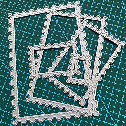 Cutting Dies Stencil Flower Round Square Rectangle Oval Ellipse Nested Stitched Frame Metal Mould for DIY Scrapbook Album Paper Card - style: Wavy edge dies set