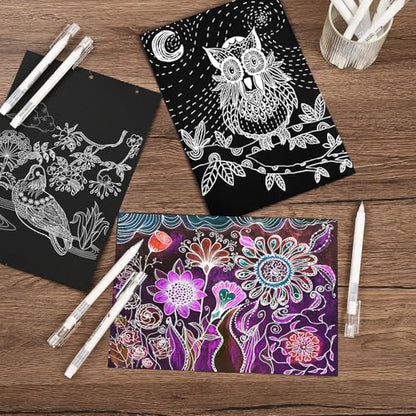 GETHPEN White Gel Pen Set, Opaque Archival Ink 0.6/1.0mm for Black Paper - size: 1 Count (Pack of 6), style: 6 Pack White