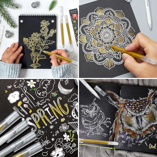 MARTCOLOR 3 Pack Gold Gel Pens,1.0mm Extra Fine Point Gel ink Pens | Opaque Archival Ink Pen for Black Paper Drawing, Art Highlight, Illustration, Bullet Journaling, Card Making & DIY Projects - color: Gold