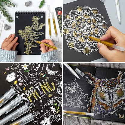 MARTCOLOR 3 Pack Gold Gel Pens,1.0mm Extra Fine Point Gel ink Pens | Opaque Archival Ink Pen for Black Paper Drawing, Art Highlight, Illustration, Bullet Journaling, Card Making & DIY Projects - color: Gold