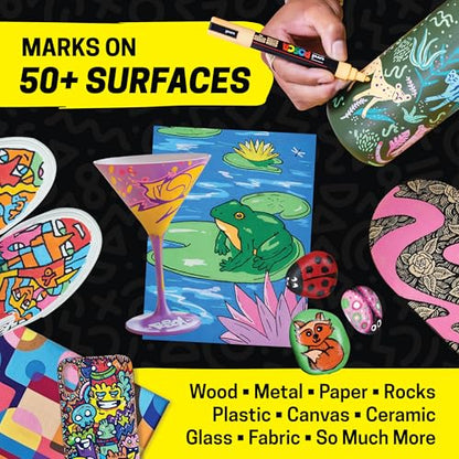 POSCA® PC-5M Paint Markers, 8 Count Medium Reversible Tip Set (1.8–2.5 mm) - size: 1 Count (Pack of 8), style: Round Tip