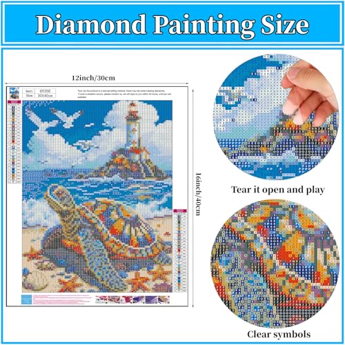Arttoplus Sea Turtle Diamond Art Kits for Adults Beginner 12x16 inch - color: G9358-US