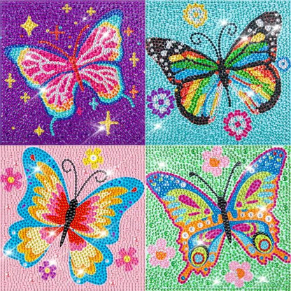 Labeol Diamond Art Kits for Kids Crafts for Girls Ages 6-8-10-12 Easy to DIY Creative Diamond Art Sticker Craft by Numbers Kits for Kids and Adult Beginners (4 Pack butterfy) - style: 4 pack butterfy