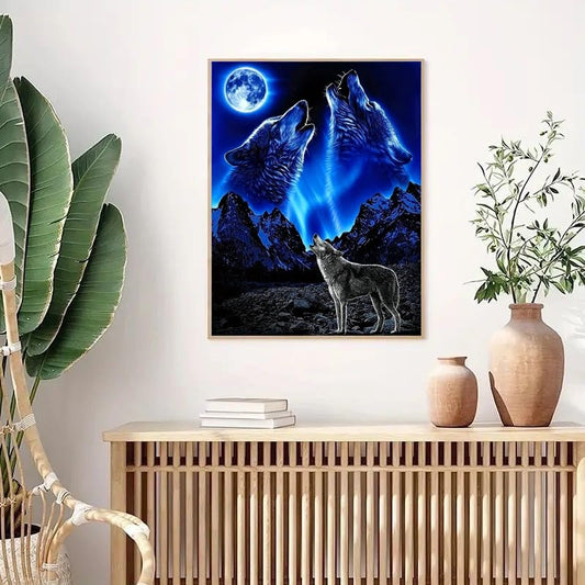BSNRCH Wolf Diamond Art Kits for Adults, 5D Wolf Diamond Painting Kits for Adults, DIY Round Full Drill Diamond Art Craft for Home Wall Decor 12x16inch - color: 06-Wolf