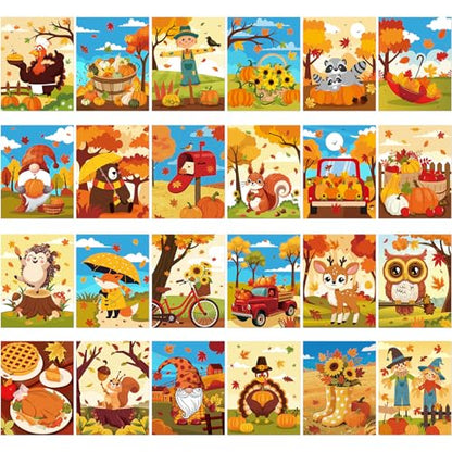 Sherr 24 Pcs Pre Drawn Canvas for Adult, Autumn, 8 x 10 Inch - size: 8 x 10 Inch, style: Autumn