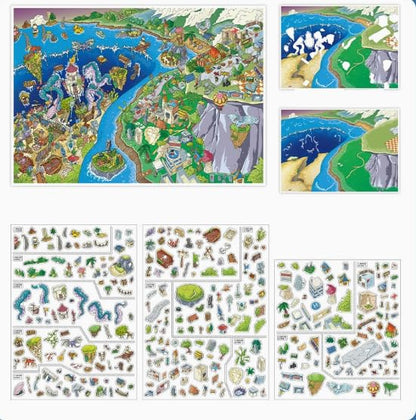 ZAYALI Large 3D Sticker Scene Book for Adults & Teens, DIY Isometric House Scenes, Large Build-Your-Own Room Sticker Set, Relaxing Sticker Therapy Art Kit - Coastal Nation - style: Coastal Nation