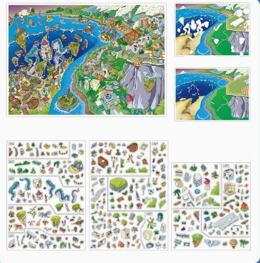 ZAYALI Large 3D Sticker Scene Book for Adults & Teens, DIY Isometric House Scenes, Large Build-Your-Own Room Sticker Set, Relaxing Sticker Therapy Art Kit - Coastal Nation - style: Coastal Nation