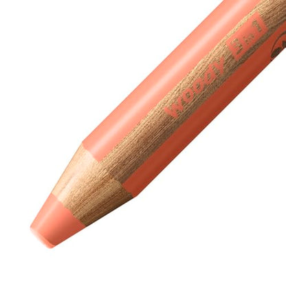 STABILO - woody 3-in-1 - Multi-Talented Pencil - Pack of 6 - Assorted Pastel colors with Sharpener - style: Set + Sharpener