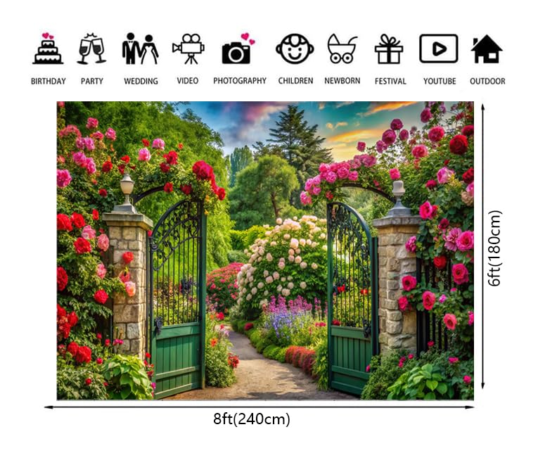Hnzw 8x6FT Spring Photography Background, Spring Flower Window Indoor Background Decoration, Outdoor Garden Scene Birthday Parties Wedding Baby Showers and Event Photo Background Decoration 088 - size: 8x6ft