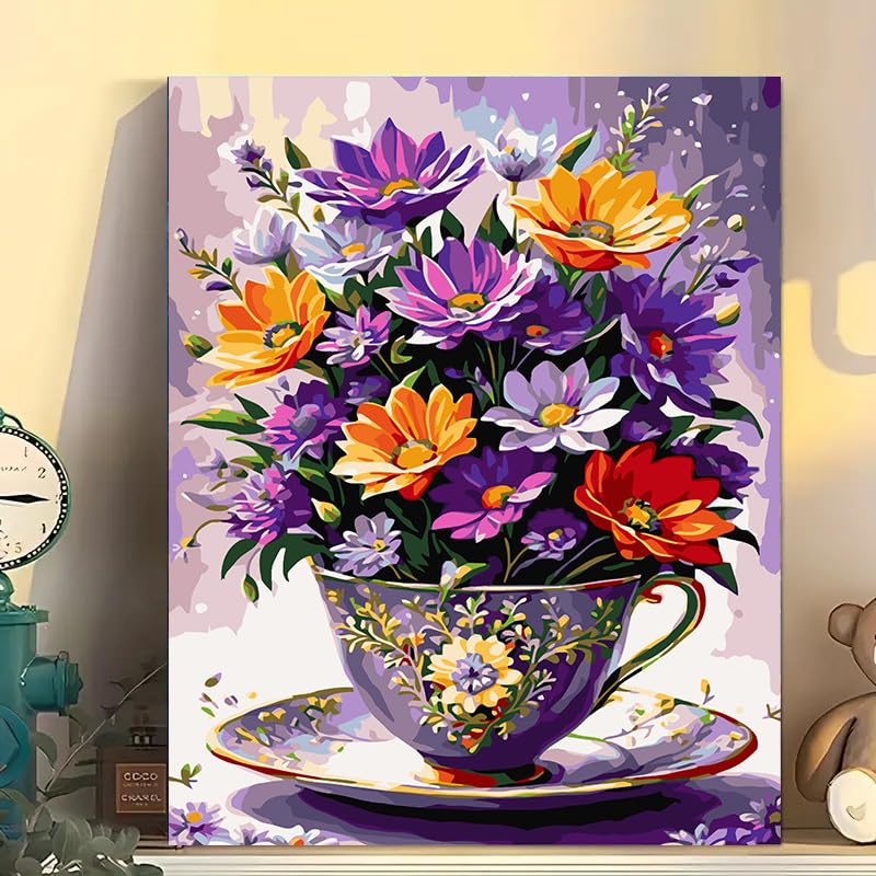 Arttoplus Flowers Paint by Numbers Kit for Adults Beginner 16x20 inch - color: A-MT19890-US