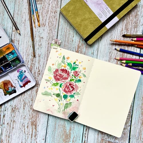 tumuarta Watercolor Sketchbook, 6x6”, 140 LB, 300GSM, 100% Cotton Paper - color: Blue, size: 6"x6"