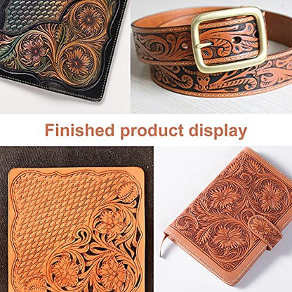 Leather Stamping Tools, Leather Carving Tool Kit, Saddle Making Tools Set - color: Large Set