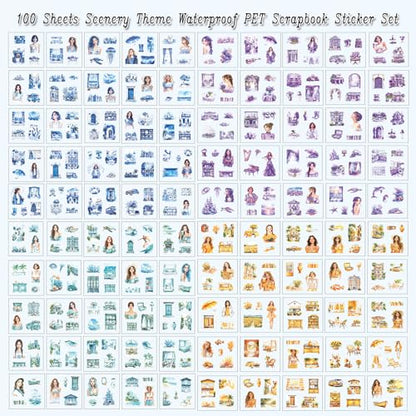 428Pcs Summer Scrapbook Stickers for Scrapbooking Supplies, 100 Sheets Transparent PET Scenery Journal Stickers for Journaling, Junk Journal, Scrap Book, Card Making, Collage, DIY Crafts Arts - color: Summer Rain Just Clears Up