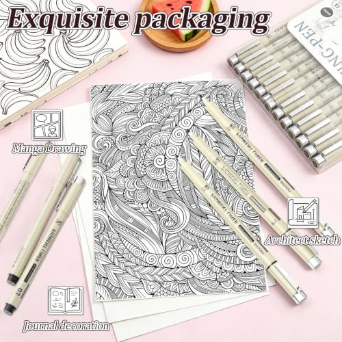 Micro Fineliner Pens 6Pack 0.25mm Extra Fine Point Black Waterproof Drawing Pens, Archival Pigment Ink Sketching Supplies, Artist Inking Markers for Manga Journaling Illustration - color: 6 Extra Fine(0.25mm)