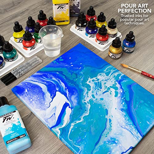 Daler-Rowney FW Acrylic Artists Ink, 180ml/6oz Plastic Bottle, India Ink (D160181028) - size: 6.1 fl oz