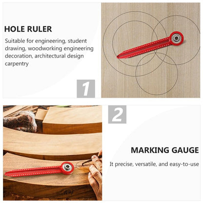 Woodworking Compass Tool Portable Aluminum Alloy Hole Ruler Circle Drawing Ruler Precision Marking Gauge 5.74In for Carpentry Engineering Design