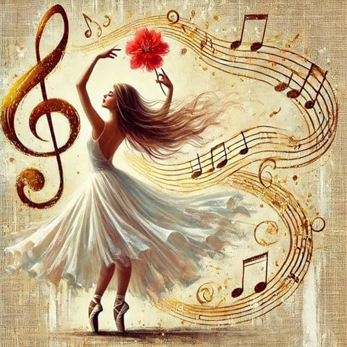 Ballet Dancer Diamond Art Kits for Adults, 5D Diamond Painting for Adult Beginners, DIY Full Drill Round Gem Painting Dot Art for Adults, Home Wall Decor 13.8x13.8 Inch - color: Ballerina