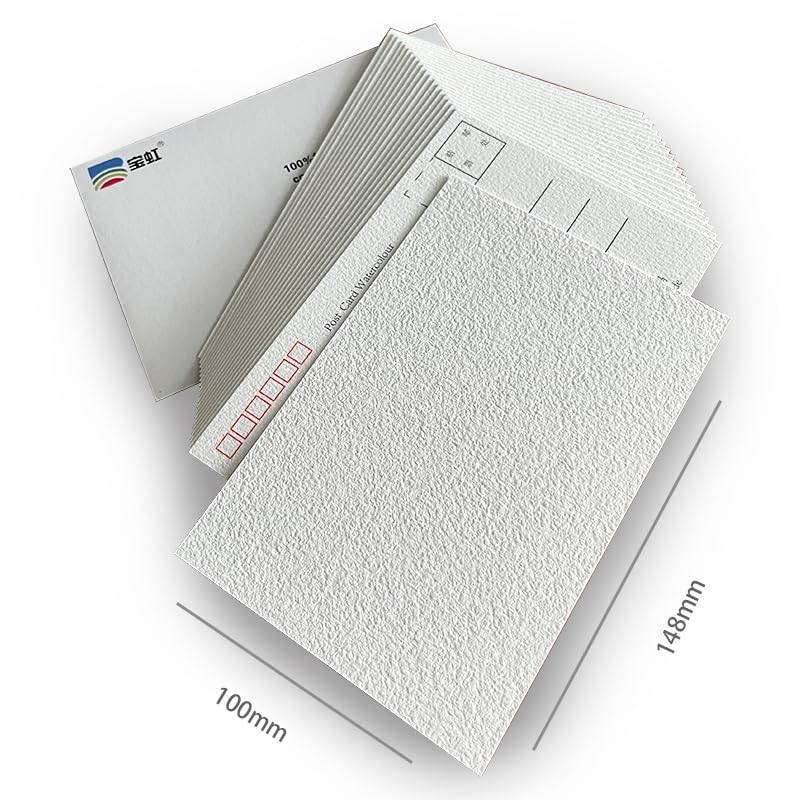 BHPAI Master Watercolor Postcards 20 100% Cotton 300g Blank Cards Colored Pencils Hand-Painted DIY Holiday Greeting Card Thank You Letter Christmas Birthday Wishes (Mailing Available