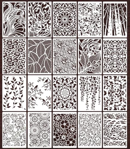 Stencils for Crafts Reusable Texture Stencils for Painting 12"x8" | Floral Leaf Stencil for Painting on Wood Canvas Furniture Cards Scrapbook - style: Floral