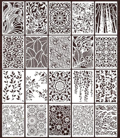 Stencils for Crafts Reusable Texture Stencils for Painting 12"x8" - style: Floral