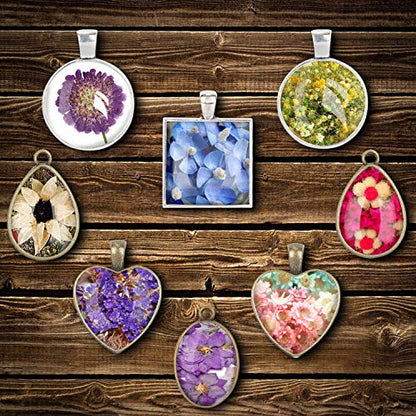 31Pcs Resin Molds Jewelry Making Kit Pendant Trays with Silicone Molds - color: 30Pcs Metal Pendant+1 Pc Silicone Casting Molds