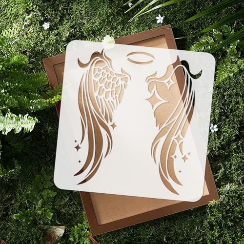 Angel Wings Stencil for Painting 11.8 x 11.8 Inch Reusable Plastic Stencil for Painting on Wall Wood Furniture Fabric Canvas, DIY Craft Stencils - style: Angel Wings