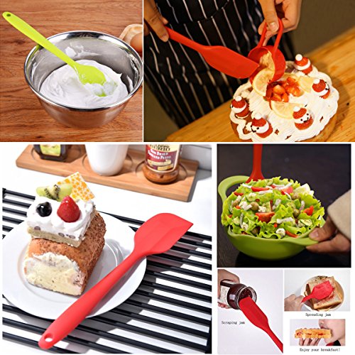 Silicone Spatulas Set, Rubber Spoon Spatula Heat Resistant Spoonula One Piece Design Seamless Spatula Non-Stick Scrapers Baking Mixing Tool (Pink) - color: Pink Set