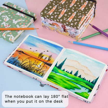 qianshan 4.8" x 4.8" Hardcover Sketchbook,Small Mixed Media Sketch Pad,96 Sheets 80gsm Acid-Free Artist Travel Journal Pocket Blank Notepad for Adults Drawing Painting,Art Supplies.Pink Cute Cat - color: 80gsm Cloth-pink cute cat