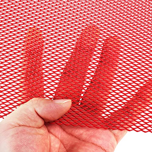 AggAuto Universal 40"x13" Car Grill Mesh 3x6mm Rhombic Hole Red | Aluminum Alloy Automotive Grille Insert Bumper, One of the Most Multifunctional Shape Grids 100x33cm - size: 3x6mm Rhombus - Red