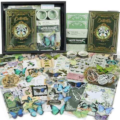 Scrapbook Supplies Kit, Vintage Junk journaling Supplies, Scrapbooking Kit | Stationary Set with Aesthetic Ephemera Stickers, Bullet Journaling Kit, Collage Craft Supplies Gift for Adults Women Starter - color: Forest Tales