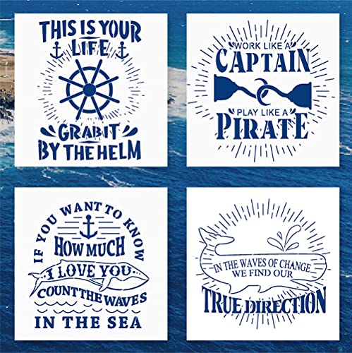 4 Pcs Reusable Summer Stencils for Painting on Wood, This is Your Life Stencils for Wall Work Like a Captain Stencil for DIY Decor,Wall Decor,Craft and Paint Wood Signs - color: 4 PCS