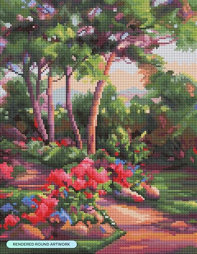 DIAMOND ART CLUB Bibler Garden Path Diamond Art Kits for Adults | Premium Diamond Painting Kit, Fun DIY Crafts for Adults, Round Diamond Art Canvas, 13" x 17" (33 x 42.7 cm) - color: Bibler Garden Path