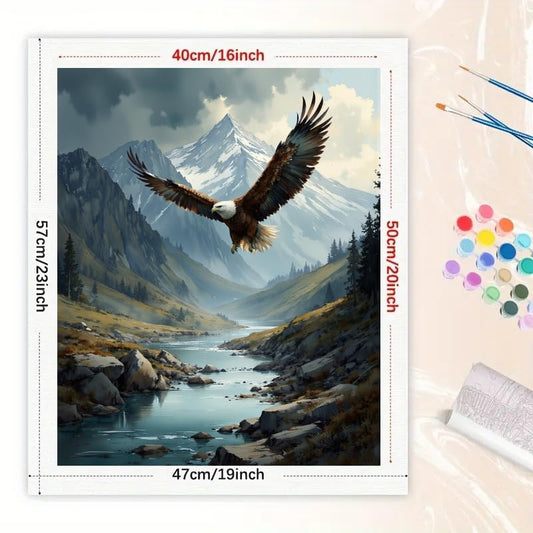 Eagle Soaring Paint by Numbers Kit for Adults - DIY Wildlife Painting on Canvas 16x20 Inches, Acrylic Paint Set, Suitable for Beginners, Perfect for Home Decoration or Gifts. - color: HSX01188, size: 16X20IN Folded