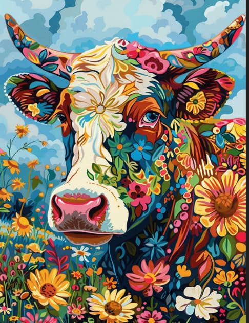 Newsight Paint by Numbers for Adults & Kids & Beginners DIY Acrylic Painting Gift Kits (Color Cow, 20" Wx16 L) - color: Color Cow, size: 20"Wx16"L