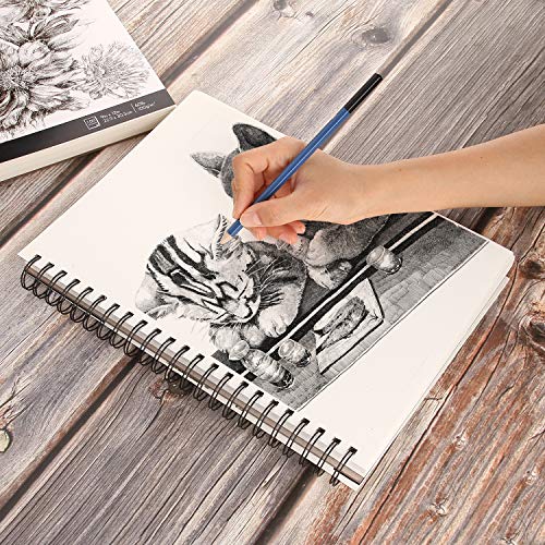 AGPTEK Sketch Book, Art Sketch Book 9''X12, 2 Packs | ( 68lb/100g), Spiral Bound with Easy-to-Remove Pages, Great for Artists, Writers & Illustrators - size: Side Spiral-Bound