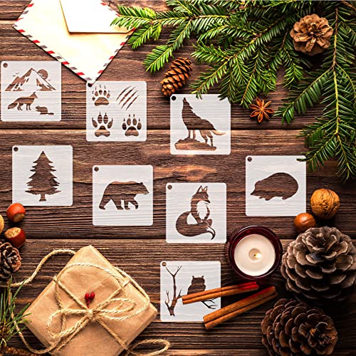 Small Stencils for Painting on Wood Burning Reusable, 3 Inch Reusable Stencil for Craft Ornament Paint Template Stencils for Wall Card Rock Wood Signs Coasters Canvas Home Decor (Animal Wildlife) - style: animal Wildlife
