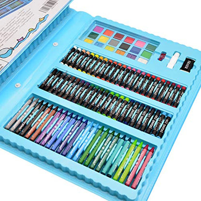 Sunnyglade 185 Pieces Double Sided Trifold Easel Art Set Art Supplies Blue - color: Blue