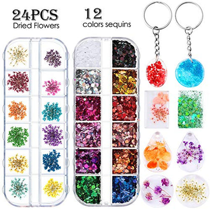 WILLBOND 67 Pieces Resin Keychain Molds Silicone with Hole, 5 Shapes