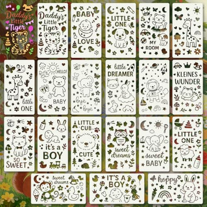Animal Stencils for Crafts Reusable 20Pcs Stencils(7X3.9 Inch) - color: Animal 1