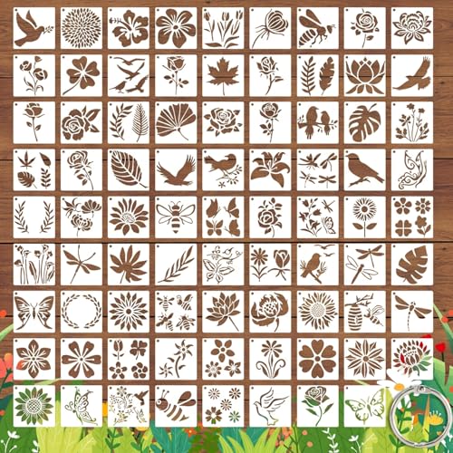 80 Pack Reusable Painting Stencils, DIY Craft Stencil Set in Multiple Sizes, Plastic Templates for Drawing on Wood, Fabric, Canvas, Wall, Scrapbooking, Art & Home Decor